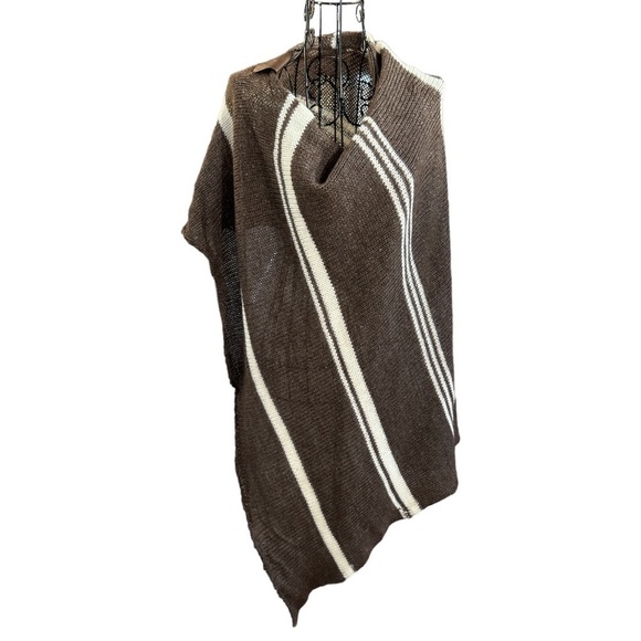 Sunmeadow Alpacas Striped Alpaca Poncho Brown One Size - Picture 5 of 11